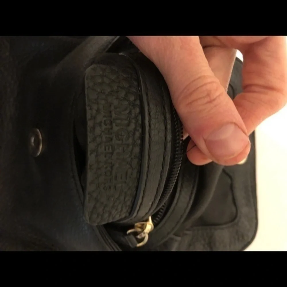 MICHAEL KORS black leather fold over crossbody bag